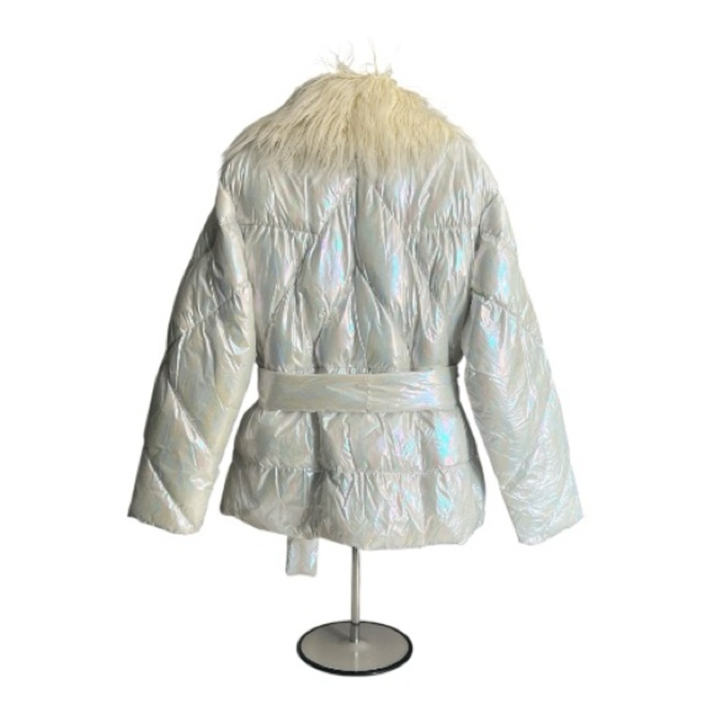 Iridescent White Fur Collar Jacket - Picture 3 of 8